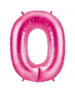 Zahlendekoration Zahl 0, Rosa, Großer Luftballon aus Folie, Blau, 1 Meter hoch, Folienballon Dekozahl