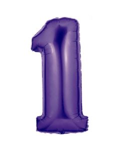 Zahlendekoration Zahl 1, Lila, Großer Luftballon aus Folie, Blau, 1 Meter hoch, Folienballon Dekozahl