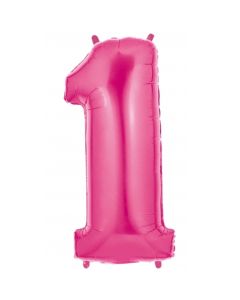 Folienballon Zahl 1, 100 cm, rosa