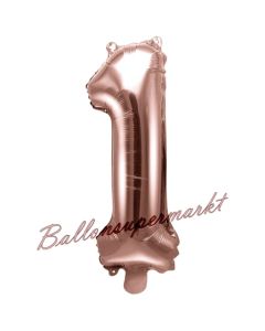Luftballon Zahl 1, roségold, 35 cm