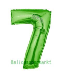 Zahl 7, Grün, Luftballon aus Folie, 100 cm