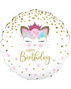 Happy Birthday Einhorn Katze, Caticorn Luftballon aus Folie mit Helium