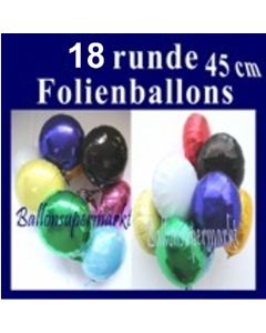 Folienballons-Rundform, 18 Stück inklusive Helium