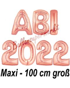 Abi 2022, große Buchstaben-Luftballons, 100 cm, Rose Gold, inklusive Helium, zur Abiturfeier