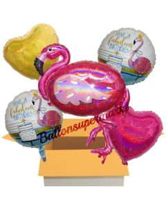 5 Stück Luftballons zum Geburtstag, Fabulous Birthday Flamingo