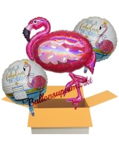 3 Stück Luftballons zum Geburtstag, Fabulous Birthday Pink Flamingo