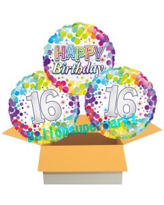 3 Luftballons aus Folie zum 16. Geburtstag, Colorful Confetti