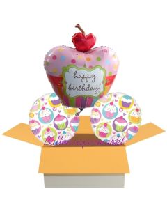 3 Geburtstags-Luftballons, Cupcake Party, Ballons mit Helium