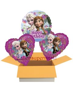 Eiskönigin Happy Birthday, 3 Stück Frozen Luftballons aus Folie zum Geburtstag, inklusive Helium
