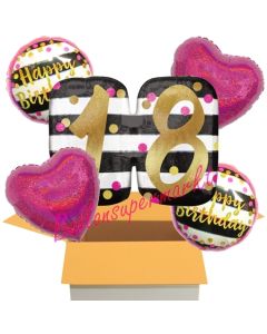 5 Luftballons zum 18. Geburtstag, Pink and Gold Milestone Birthday 18