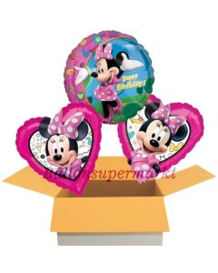Happy Birthday Minnie Maus , 3 Stück Luftballons aus Folie zum Geburtstag, inklusive Helium