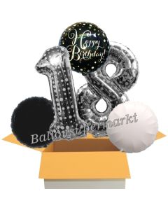 5 Luftballons zum 18. Geburtstag, Sparkling Celebration Birthday Silver Dots 18