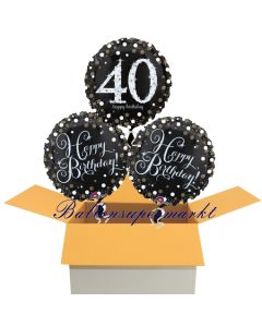 3 Luftballons aus Folie zum 40. Geburtstag, Sparkling Celebration
