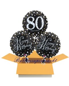 3 Luftballons aus Folie zum 80. Geburtstag, Sparkling Celebration