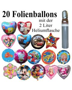 Ballons Helium Midi Set, 20 Folienballons 45 cm, 2 Liter Ballongas, inklusive Lieferung und Abholung