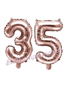 Zahlen-Luftballons aus Folie, Zahl 35 zum 35. Geburtstag und Jubiläum, Rosegold, 35 cm