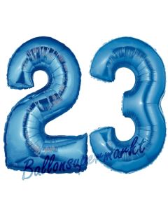 Zahl 23 Blau, Luftballons aus Folie zum 23. Geburtstag, 100 cm, inklusive Helium