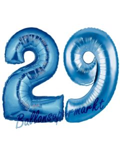 Zahl 29, Blau, Luftballons aus Folie zum 29. Geburtstag, 100 cm, inklusive Helium