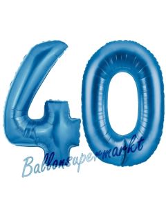 Zahl 40, Blau, Luftballons aus Folie zum 40. Geburtstag
