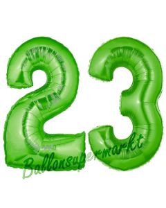 Zahl 23 Grün, Luftballons aus Folie zum 23. Geburtstag, 100 cm, inklusive Helium