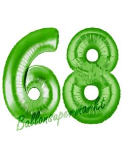 Zahl 68, Grün, Luftballons aus Folie zum 68. Geburtstag, 100 cm, inklusive Helium