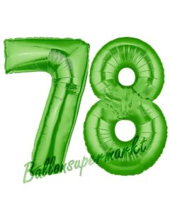 Zahl 78 Grün Luftballons aus Folie zum 78. Geburtstag, 100 cm, inklusive Helium