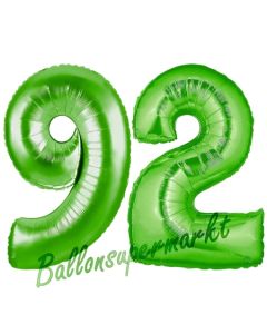 Zahl 92 Grün Luftballons aus Folie zum 92. Geburtstag, 100 cm, inklusive Helium