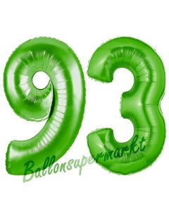 Zahl 93 Grün Luftballons aus Folie zum 93. Geburtstag, 100 cm, inklusive Helium