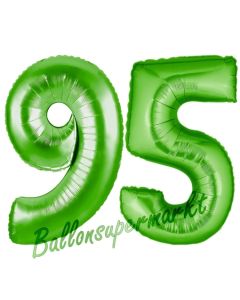Zahl 95 Grün Luftballons aus Folie zum 95. Geburtstag, 100 cm, inklusive Helium
