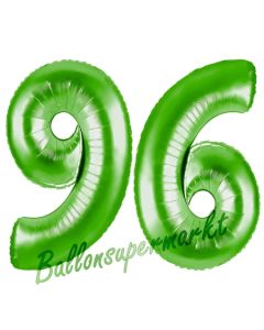 Zahl 96 Grün Luftballons aus Folie zum 96. Geburtstag, 100 cm, inklusive Helium