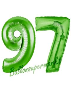 Zahl 97 Grün Luftballons aus Folie zum 97. Geburtstag, 100 cm, inklusive Helium