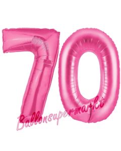 Zahl 70, Pink, Luftballons aus Folie zum 70. Geburtstag