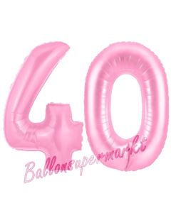 Zahl 40 Rosa, Luftballons aus Folie zum 40. Geburtstag, 100 cm, inklusive Helium