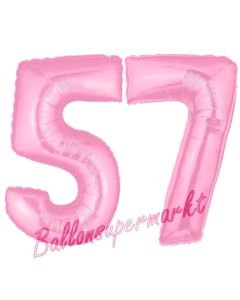 Zahl 57 Rosa, Luftballons aus Folie zum 57. Geburtstag, 100 cm, inklusive Helium