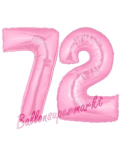 Zahl 72 Rosa, Luftballons aus Folie zum 72. Geburtstag, 100 cm, inklusive Helium