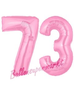 Zahl 73 Rosa, Luftballons aus Folie zum 73. Geburtstag, 100 cm, inklusive Helium