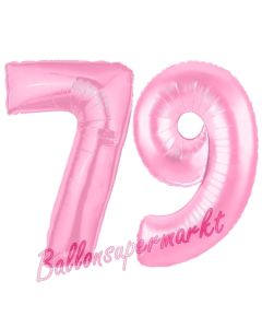 Zahl 79 Rosa Luftballons aus Folie zum 79. Geburtstag, 100 cm, inklusive Helium