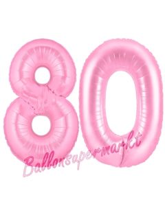 Zahl 80 Rosa, Luftballons aus Folie zum 80. Geburtstag, 100 cm, inklusive Helium