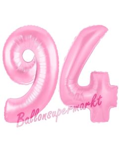 Zahl 94 Rosa, Luftballons aus Folie zum 94. Geburtstag, 100 cm, inklusive Helium