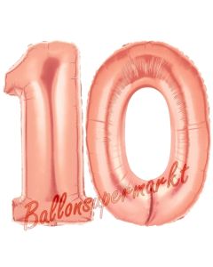 Zahl 10 Rose Gold, Luftballons aus Folie zum 10. Geburtstag, 100 cm, inklusive Helium