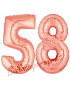 Zahl 58, Rosegold, Luftballons aus Folie zum 58. Geburtstag, 100 cm, inklusive Helium