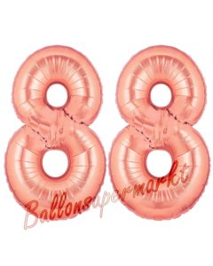 Zahl 88 Rosegold Luftballons aus Folie zum 88. Geburtstag, 100 cm, inklusive Helium