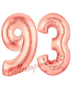 Zahl 93 Rosegold Luftballons aus Folie zum 93. Geburtstag, 100 cm, inklusive Helium