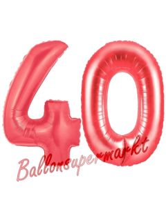 Zahl 40, Rot, Luftballons aus Folie zum 40. Geburtstag