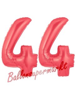 Zahl 44 Rot, Luftballons aus Folie zum 44. Geburtstag, 100 cm, inklusive Helium