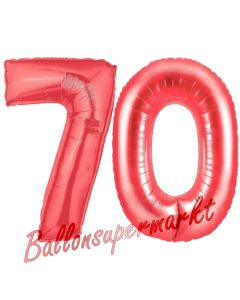 Zahl 70, Rot, Luftballons aus Folie zum 70. Geburtstag