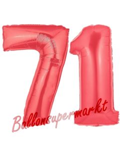 Zahl 71 Rot, Luftballons aus Folie zum 71. Geburtstag, 100 cm, inklusive Helium