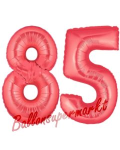 Zahl 85 Rot, Luftballons aus Folie zum 85. Geburtstag, 100 cm, inklusive Helium