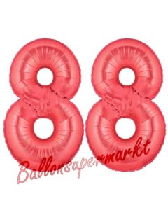 Zahl 88 Rot, Luftballons aus Folie zum 88. Geburtstag, 100 cm, inklusive Helium