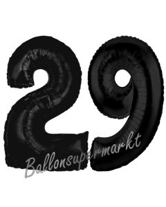 Zahl 29  Schwarz, Luftballons aus Folie zum 29. Geburtstag, 100 cm, inklusive Helium